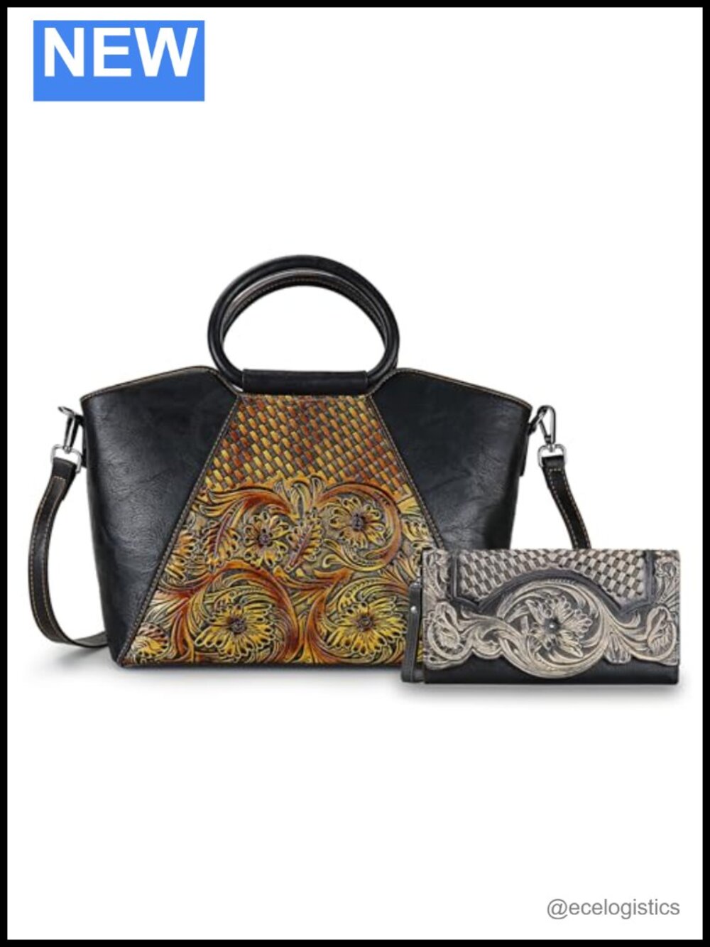 Genuine Leather Women's Wallet with Crossbody Bag Large Capacity Clutch Handbag